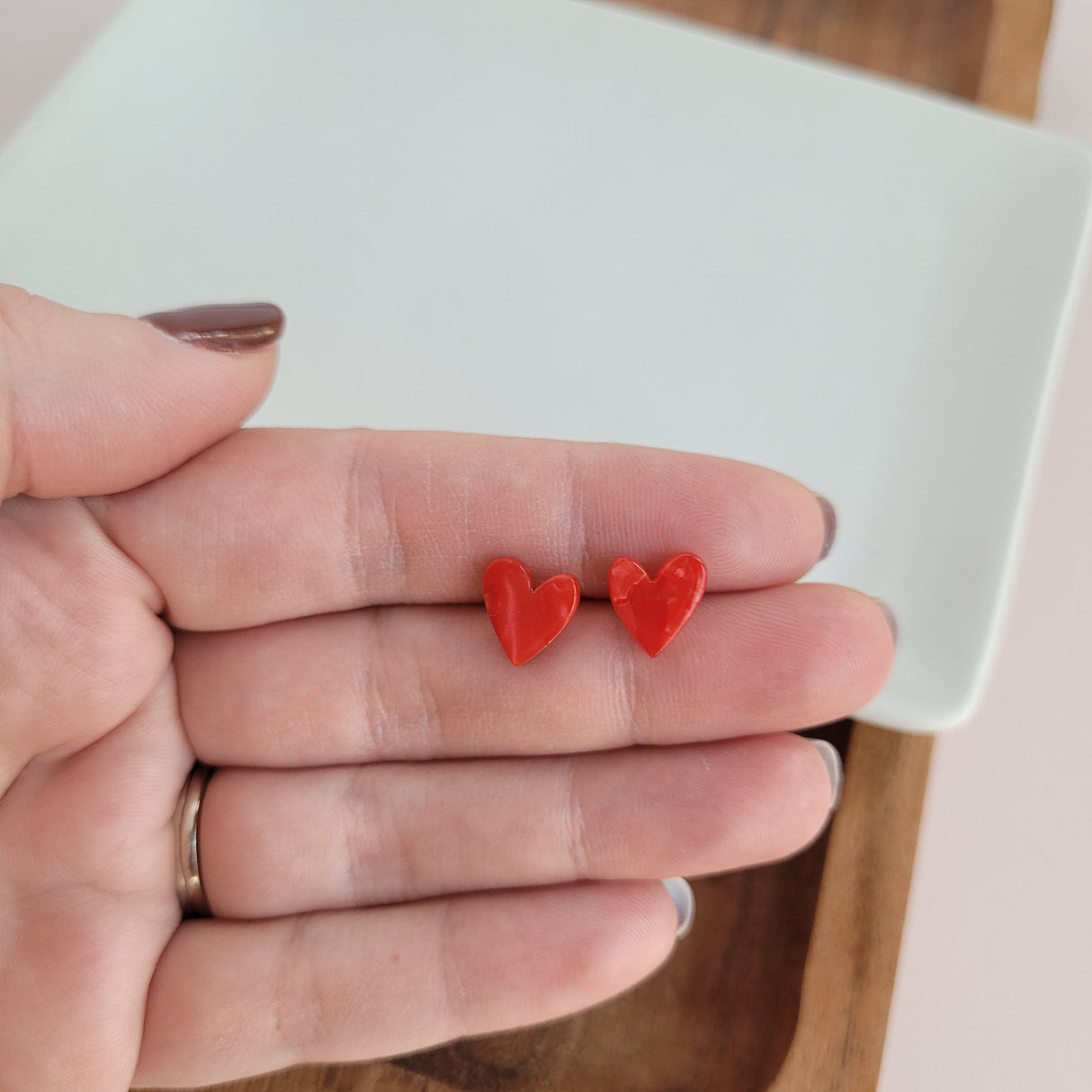 Hand Drawn Heart Studs- Red from Spiffy & Splendid