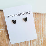 Hand Drawn Heart Studs - Black from Spiffy & Splendid