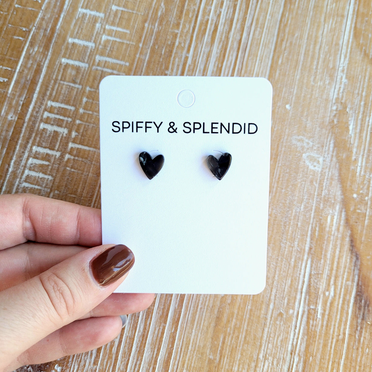 Hand Drawn Heart Studs - Black from Spiffy & Splendid