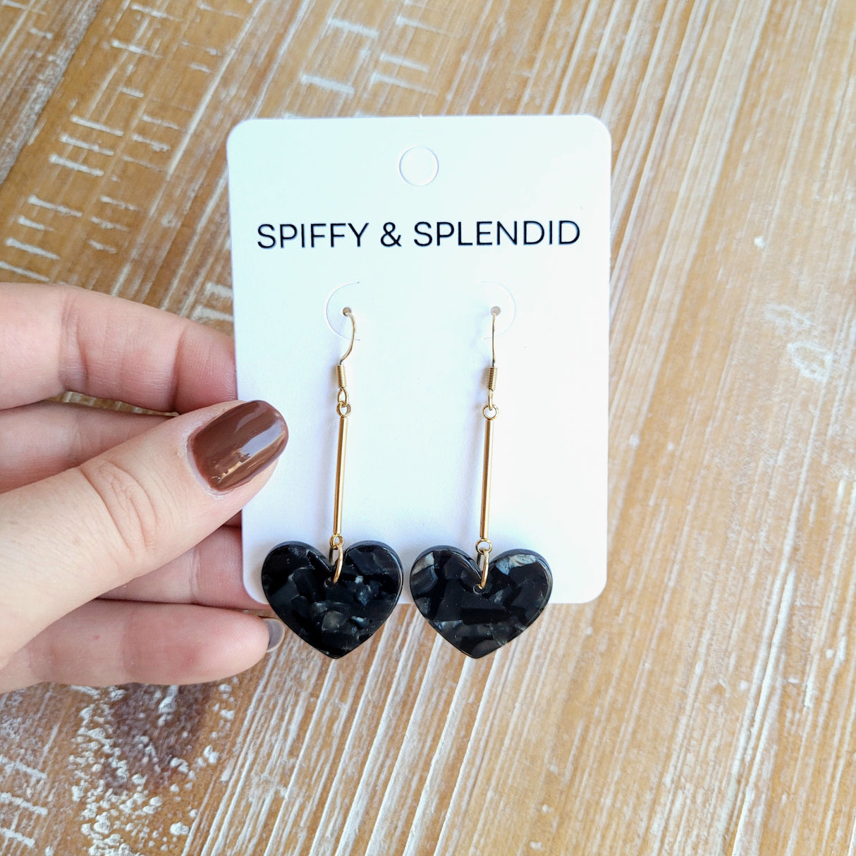 Mina Heart Earrings - Black from Spiffy & Splendid