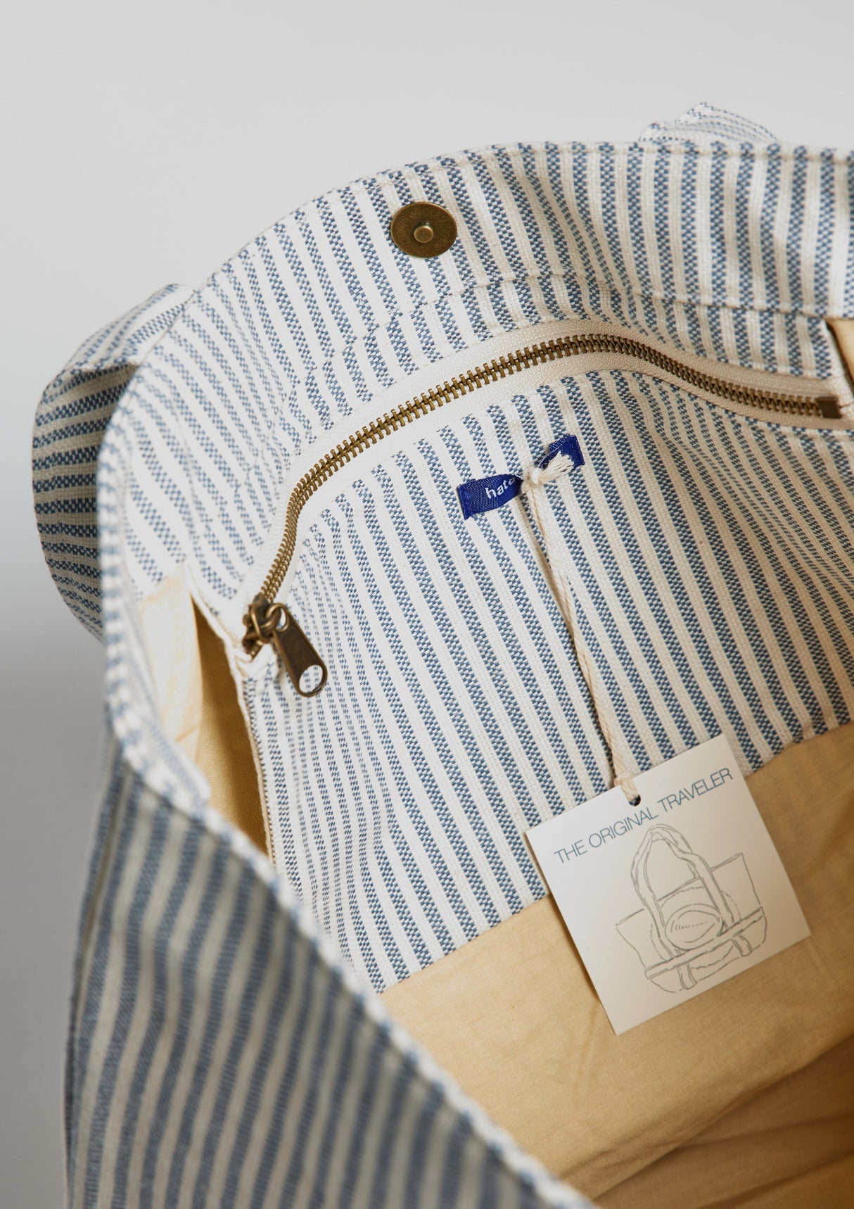 The Original Canvas Traveler Bag- Navy Stripe from Hat Attack New York