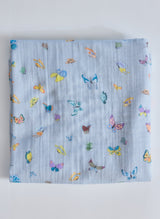 Blue Madame Butterfly Shawl Blanket from Timo & Violet