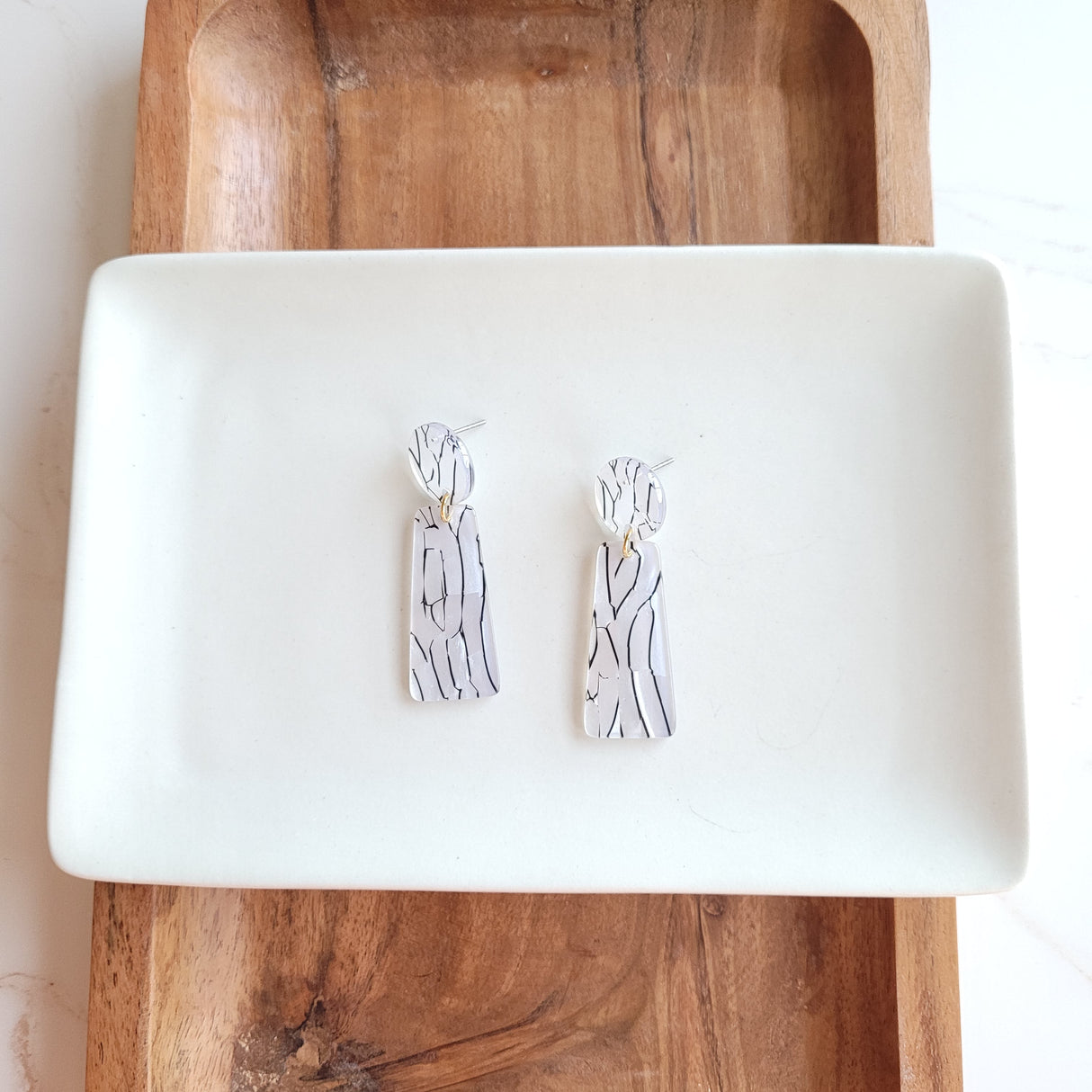 Mia Earrings - Pearl Black Stripe from from Spiffy & Splendid