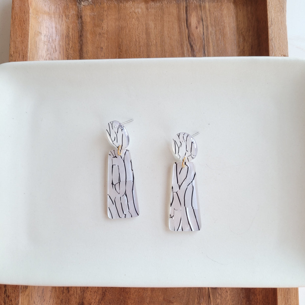 Mia Earrings - Pearl Black Stripe from from Spiffy & Splendid