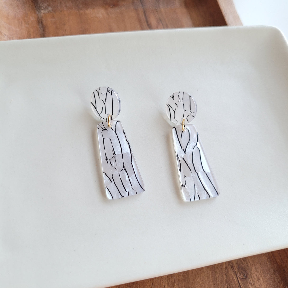 Mia Earrings - Pearl Black Stripe from from Spiffy & Splendid