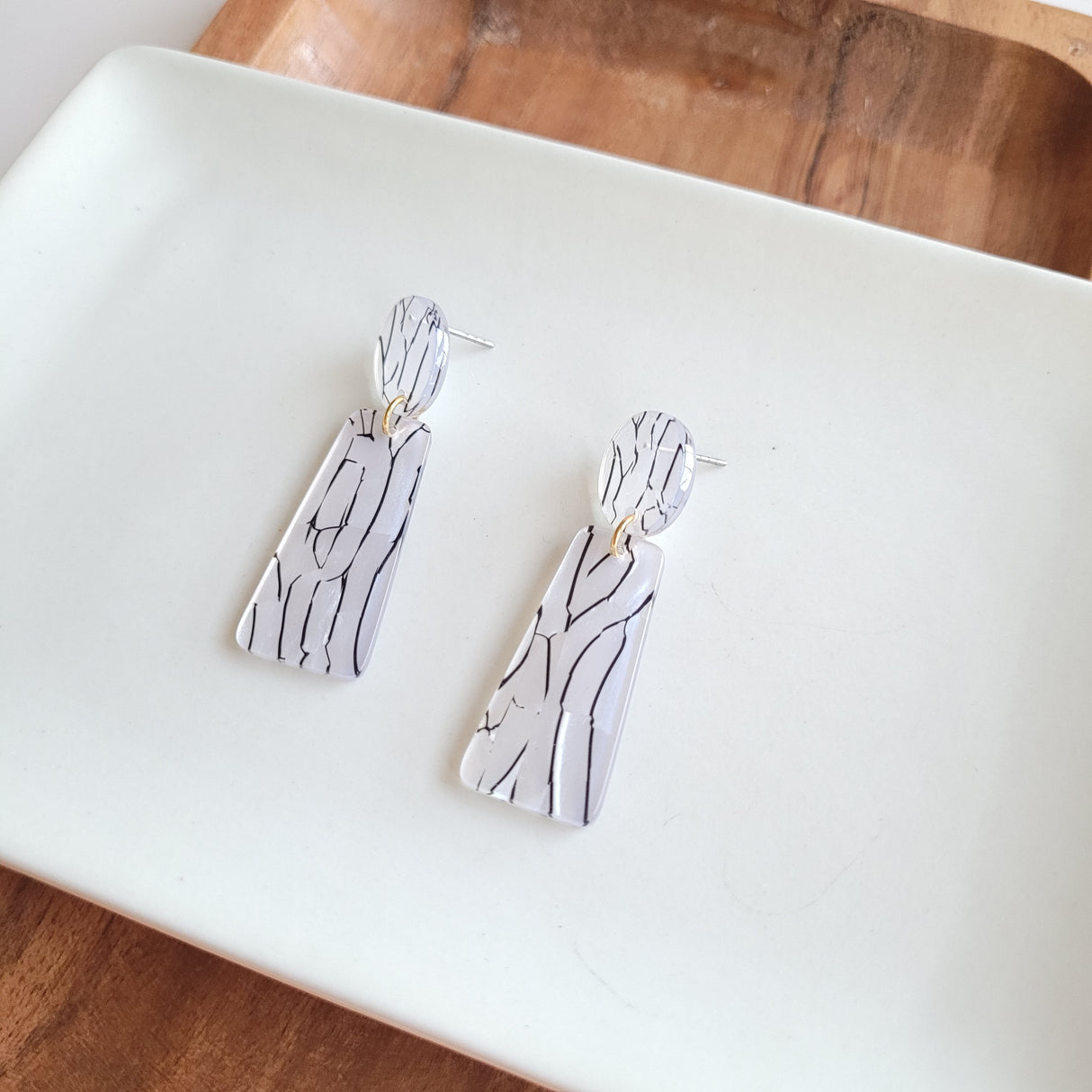 Mia Earrings - Pearl Black Stripe from from Spiffy & Splendid