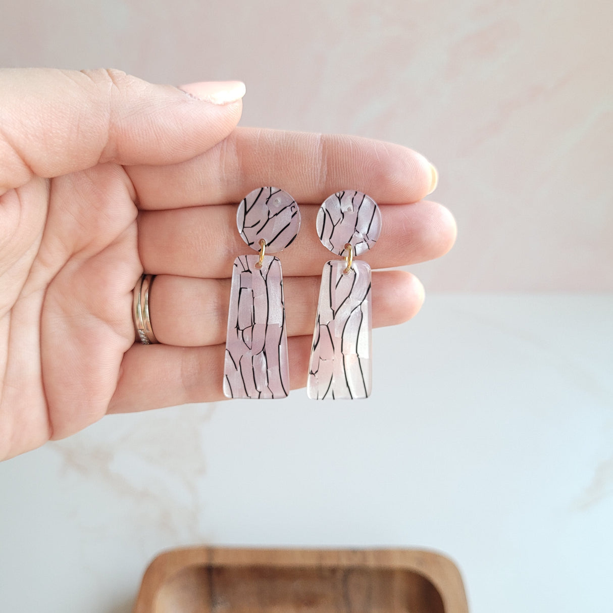Mia Earrings - Pearl Black Stripe from from Spiffy & Splendid