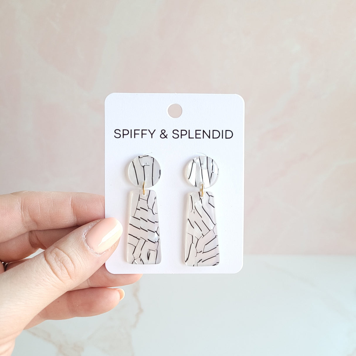 Mia Earrings - Pearl Black Stripe from from Spiffy & Splendid