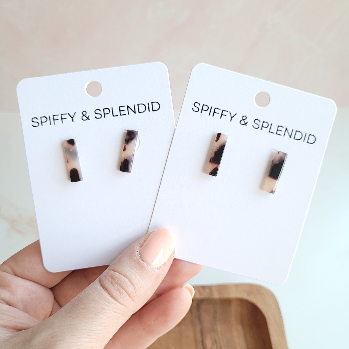 Bella Bar Studs - Blonde Tortoise from Spiffy & Splendid