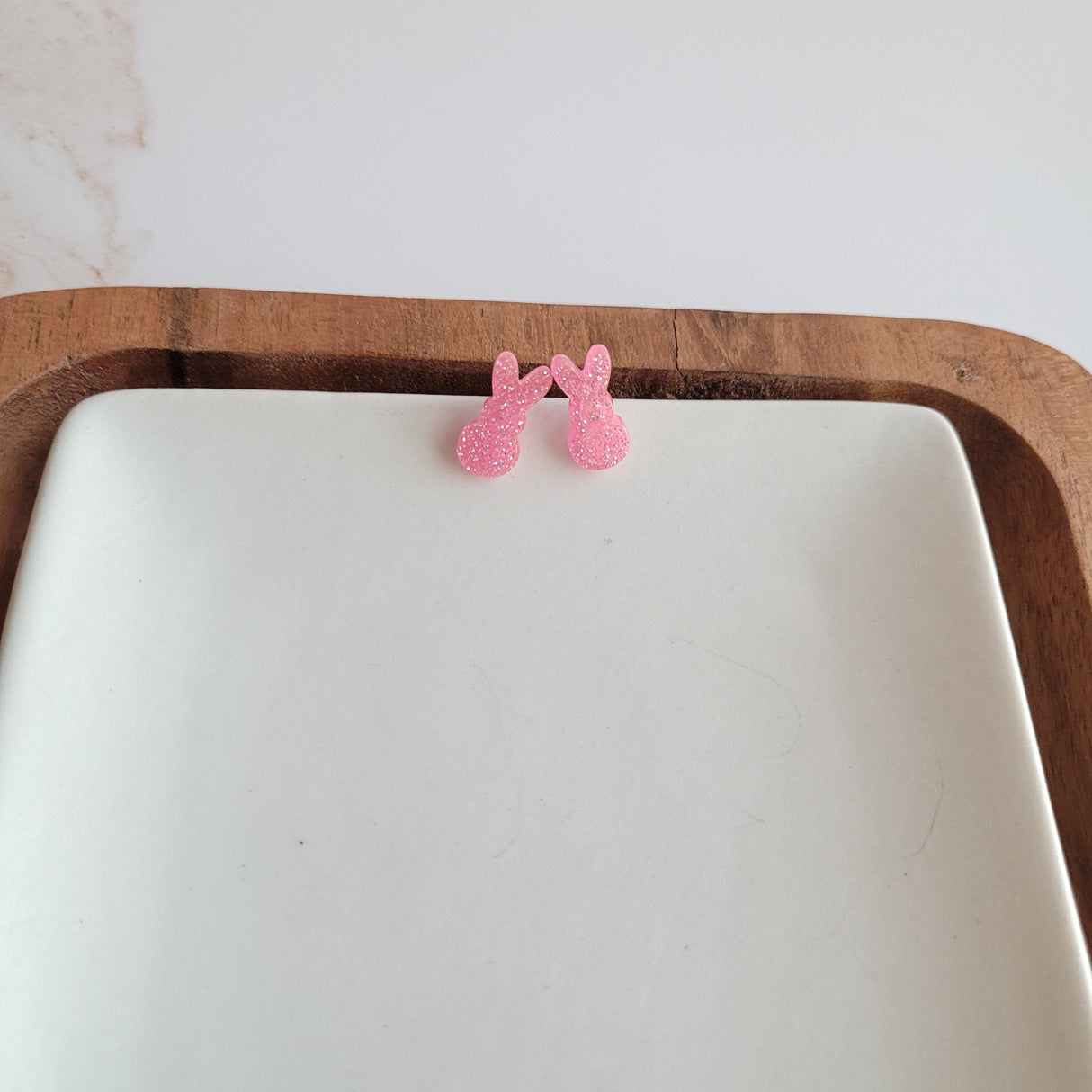 Glitter Bunny Studs - Pink from Spiffy & Splendid