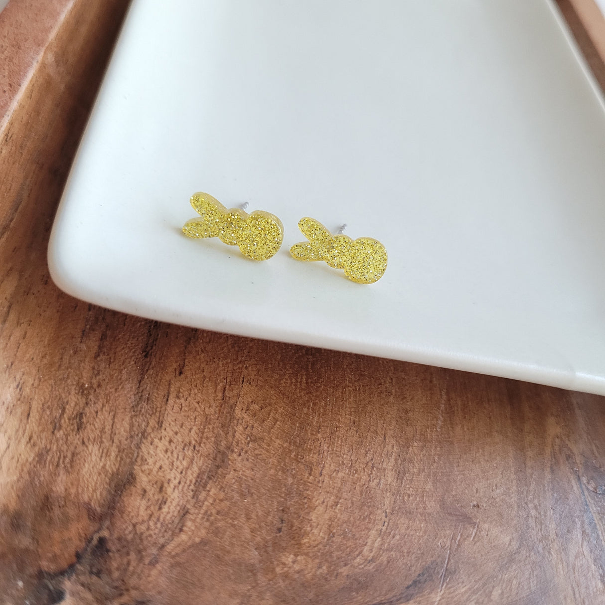Glitter Bunny Studs - Yellow from Spiffy & Splendid