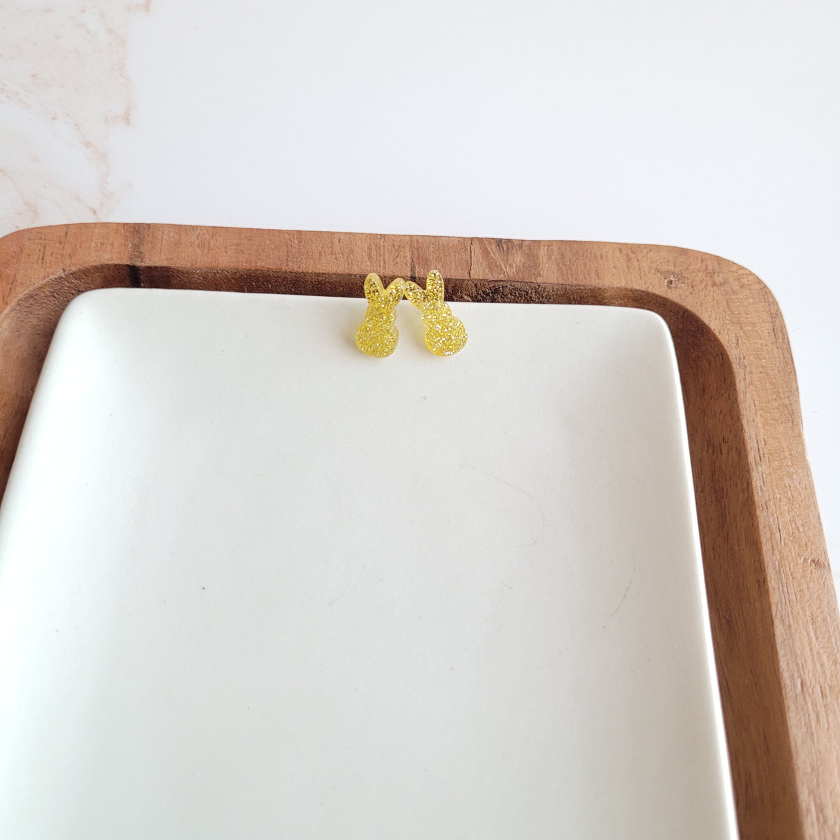 Glitter Bunny Studs - Yellow from Spiffy & Splendid