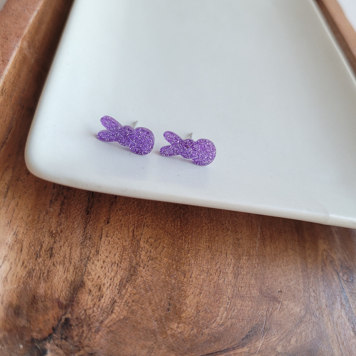Glitter Bunny Studs - Purple from Spiffy & Splendid