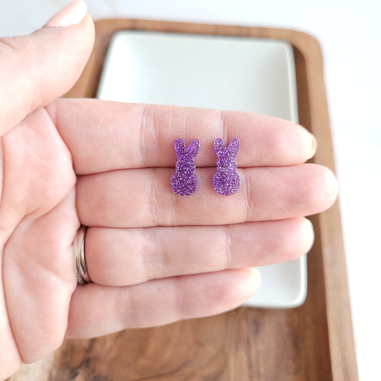 Glitter Bunny Studs - Purple from Spiffy & Splendid
