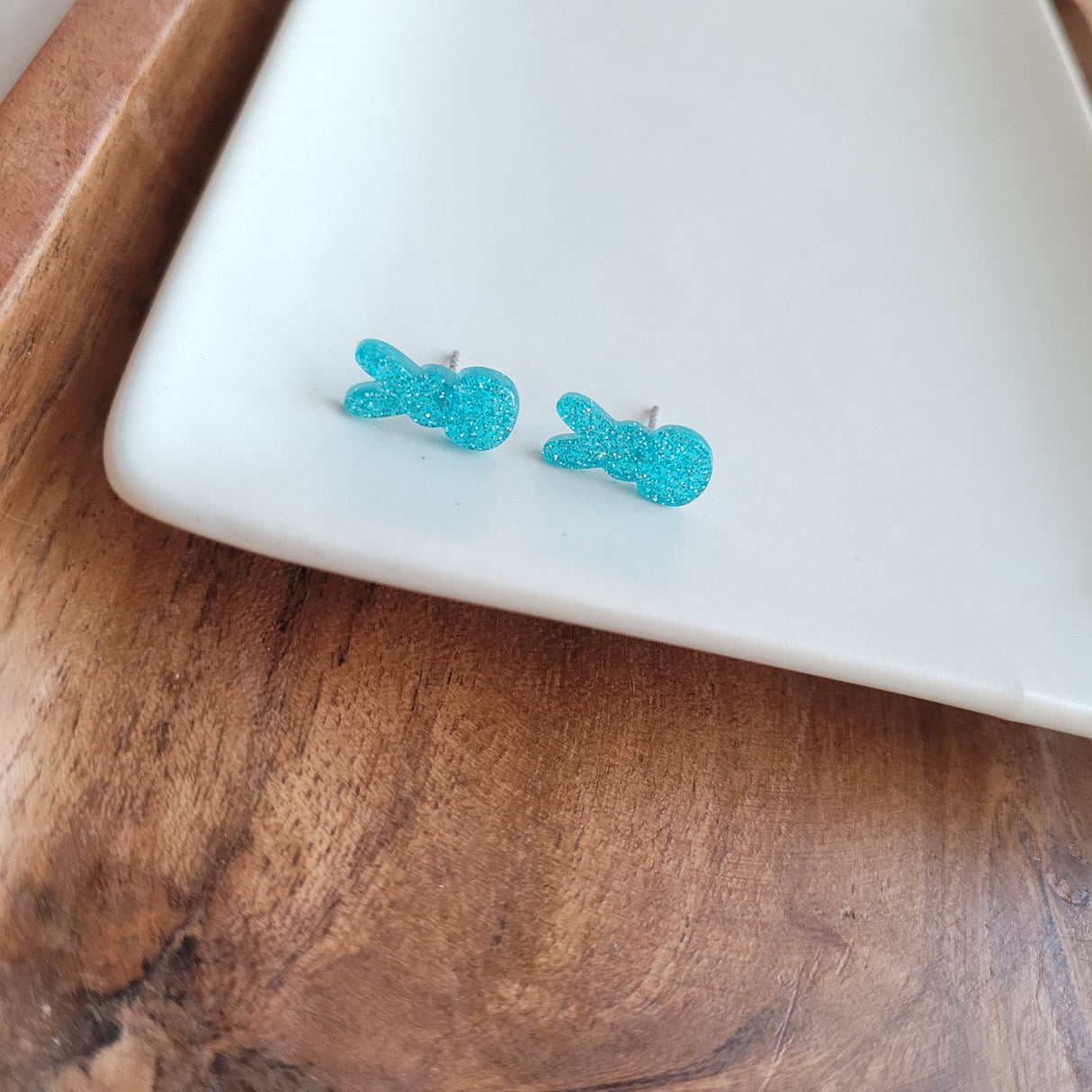 Glitter Bunny Studs - Blue from Spiffy & Splendid