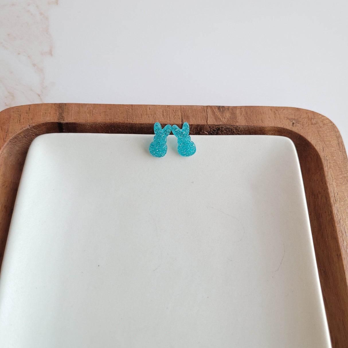 Glitter Bunny Studs - Blue from Spiffy & Splendid