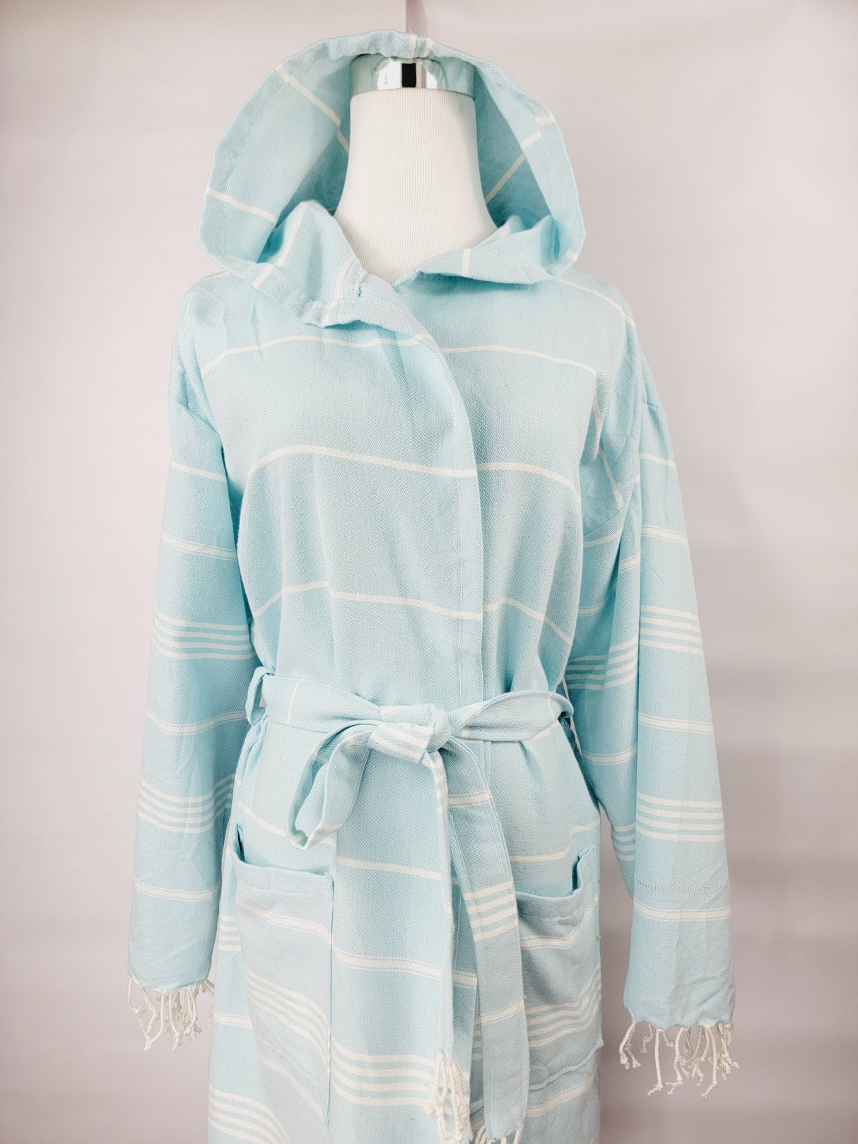Unisex Robe, Beach or spa Robe with pockets - Sultan Light Blue from EBRU Home