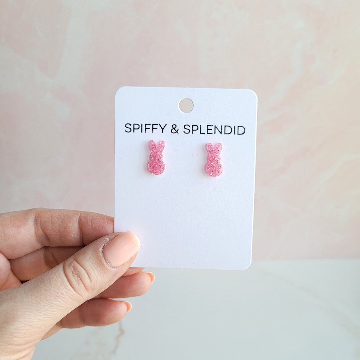 Glitter Bunny Studs - Pink from Spiffy & Splendid
