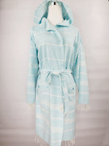 Unisex Robe, Beach or spa Robe with pockets - Sultan Light Blue from EBRU Home