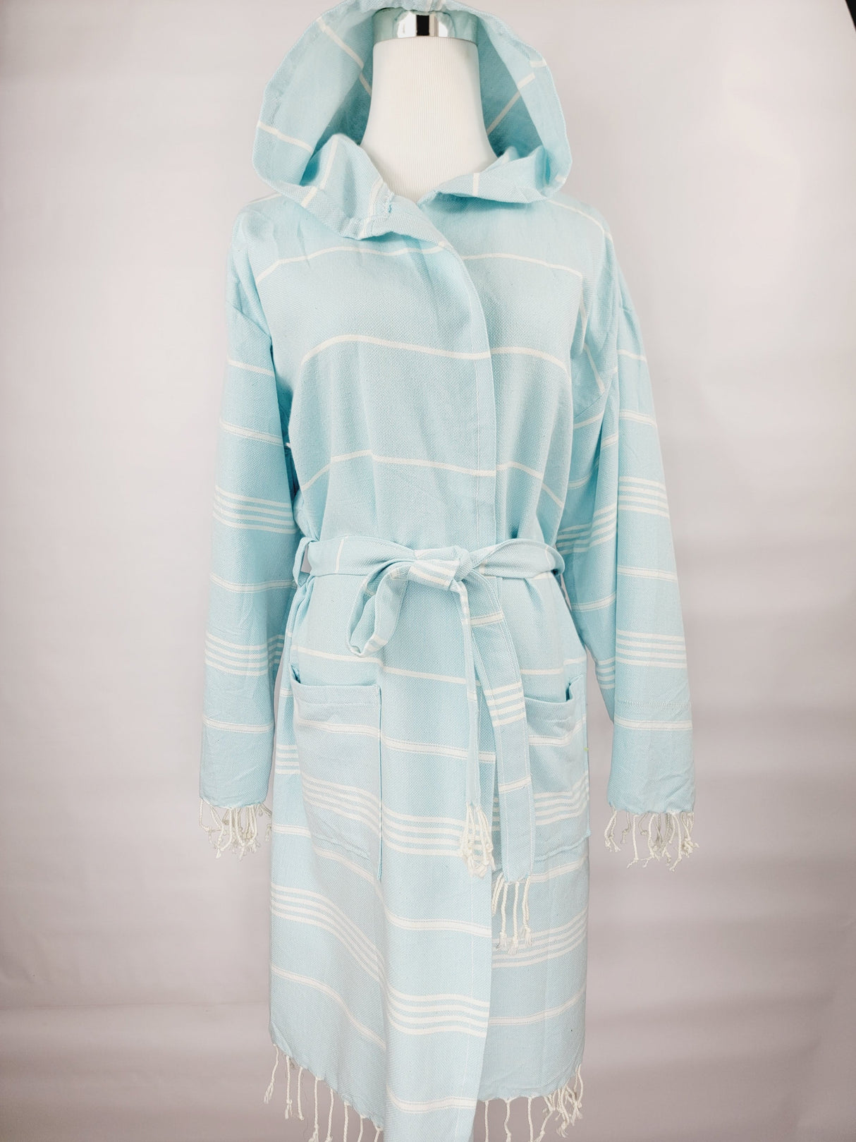 Unisex Robe, Beach or spa Robe with pockets - Sultan Light Blue from EBRU Home
