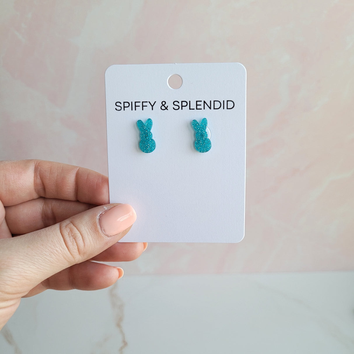 Glitter Bunny Studs - Blue from Spiffy & Splendid