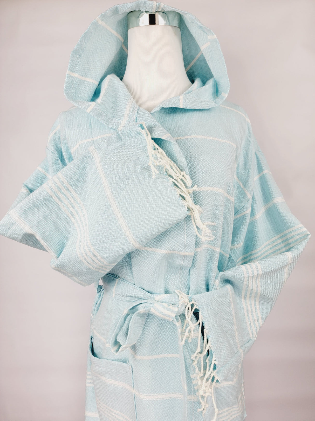 Unisex Robe, Beach or spa Robe with pockets - Sultan Light Blue from EBRU Home