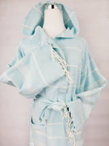 Unisex Robe, Beach or spa Robe with pockets - Sultan Light Blue from EBRU Home