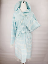 Unisex Robe, Beach or spa Robe with pockets - Sultan Light Blue from EBRU Home