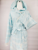 Unisex Robe, Beach or spa Robe with pockets - Sultan Light Blue from EBRU Home