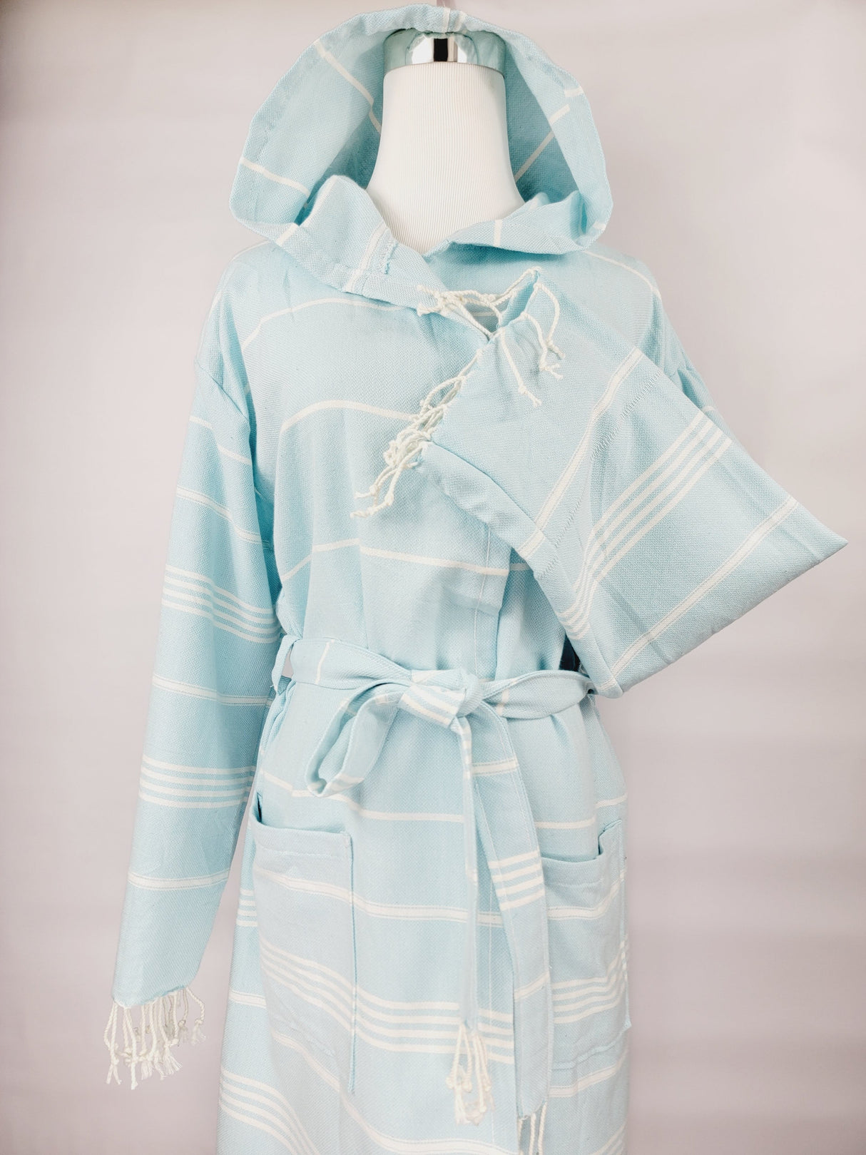 Unisex Robe, Beach or spa Robe with pockets - Sultan Light Blue from EBRU Home