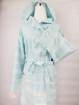 Unisex Robe, Beach or spa Robe with pockets - Sultan Light Blue from EBRU Home