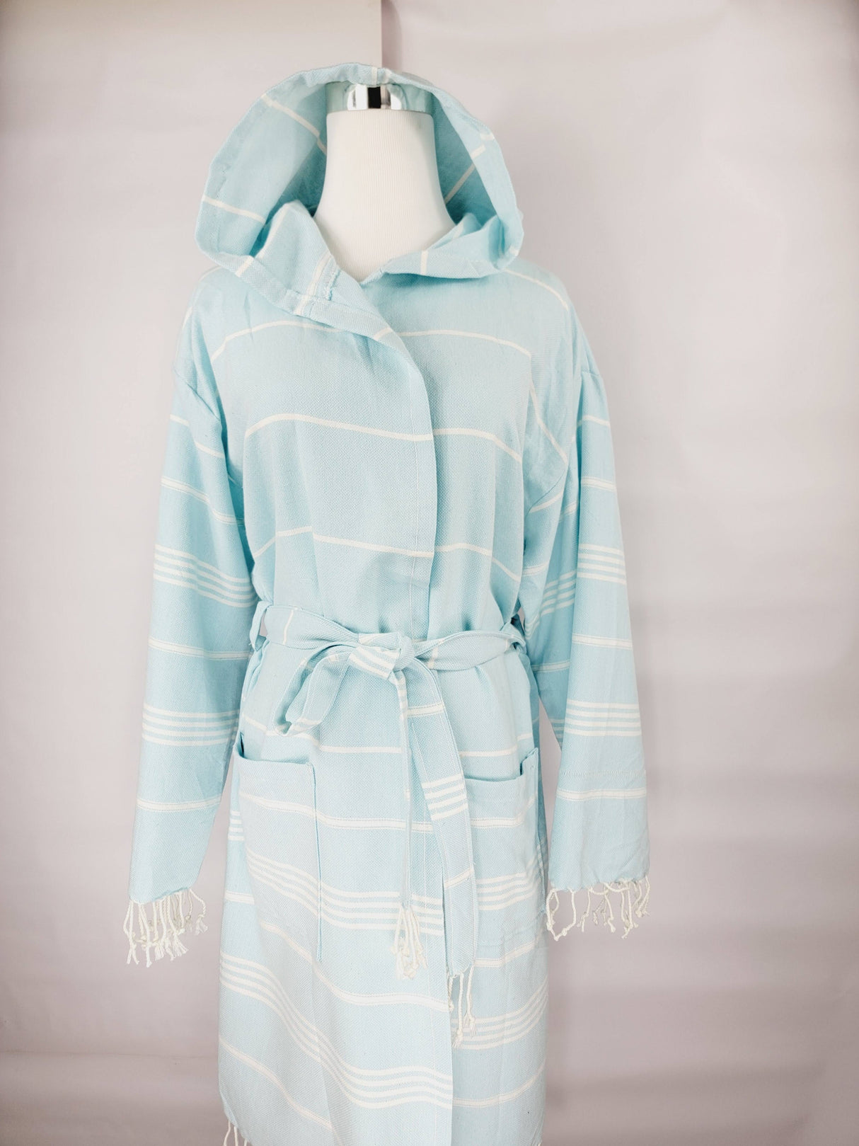 Unisex Robe, Beach or spa Robe with pockets - Sultan Light Blue from EBRU Home