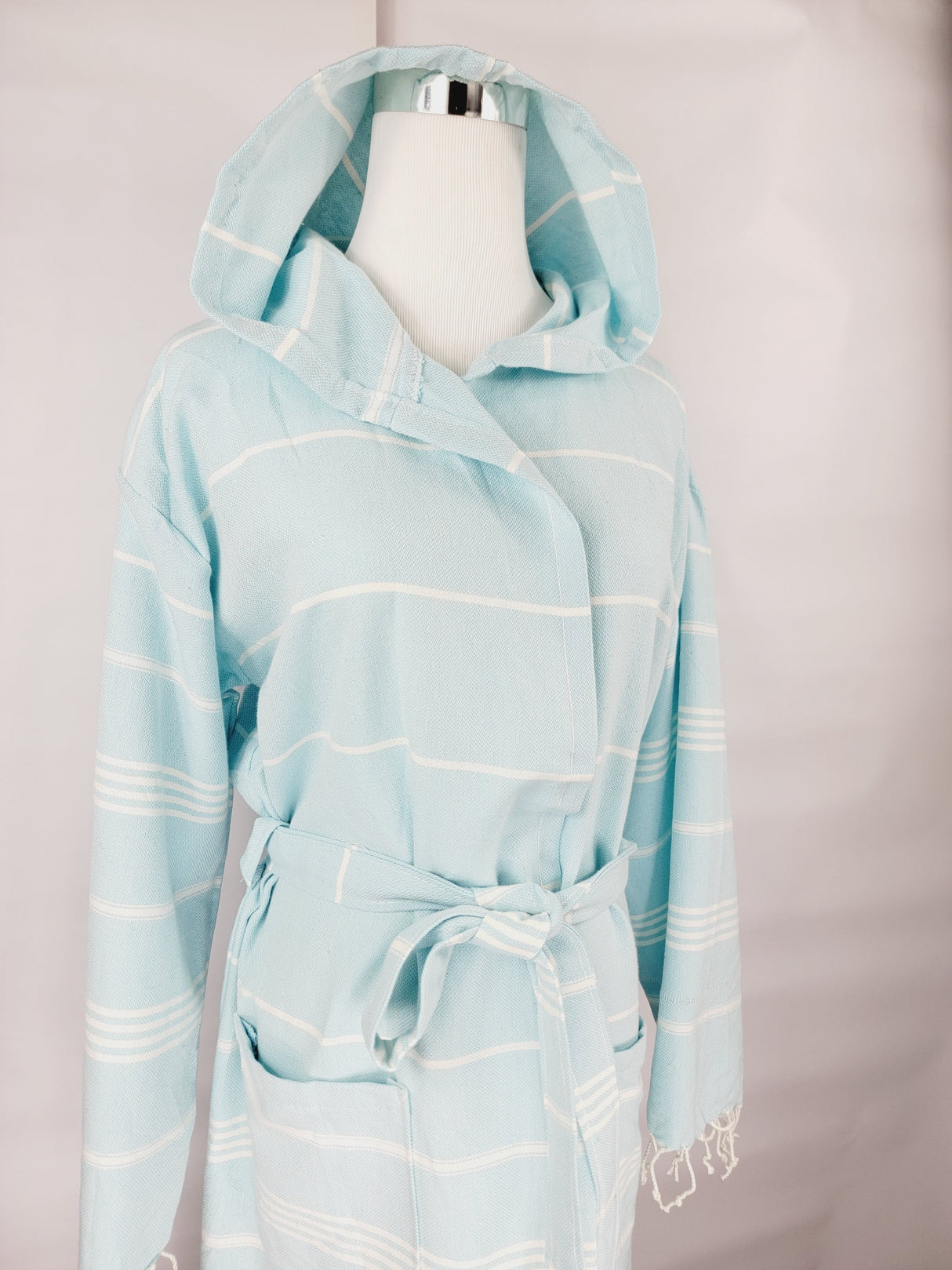 Unisex Robe, Beach or spa Robe with pockets - Sultan Light Blue from EBRU Home