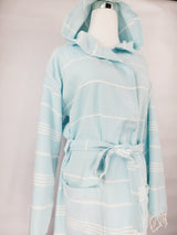 Unisex Robe, Beach or spa Robe with pockets - Sultan Light Blue from EBRU Home