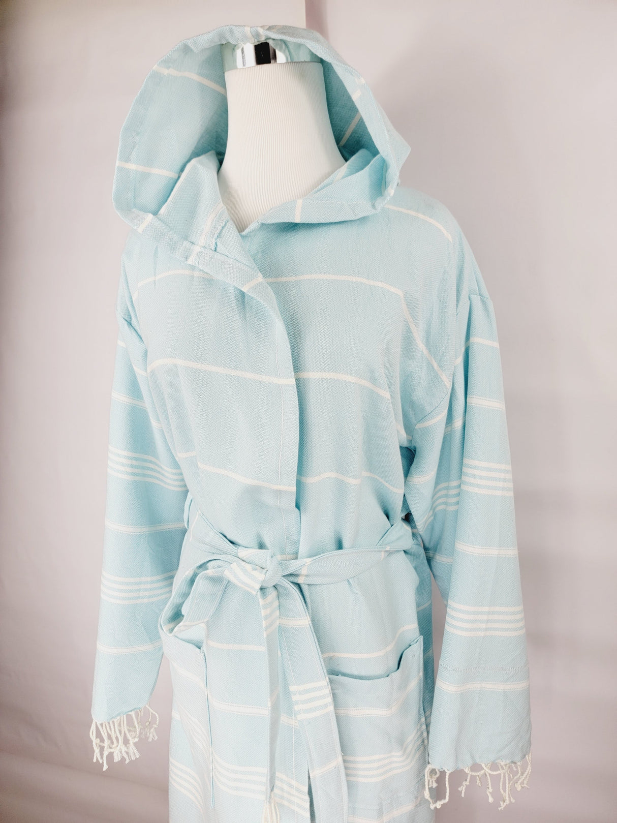 Unisex Robe, Beach or spa Robe with pockets - Sultan Light Blue from EBRU Home
