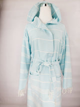 Unisex Robe, Beach or spa Robe with pockets - Sultan Light Blue from EBRU Home