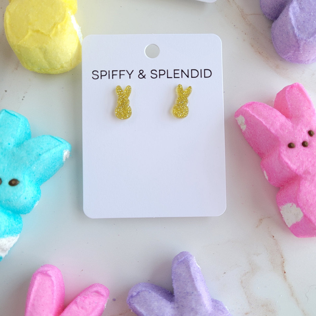 Glitter Bunny Studs - Yellow from Spiffy & Splendid