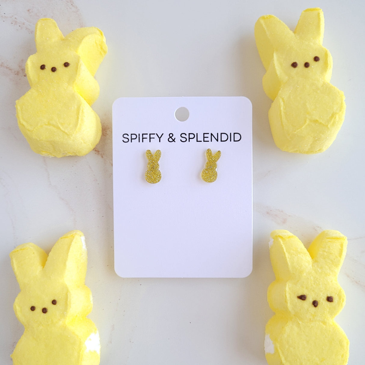 Glitter Bunny Studs - Yellow from Spiffy & Splendid