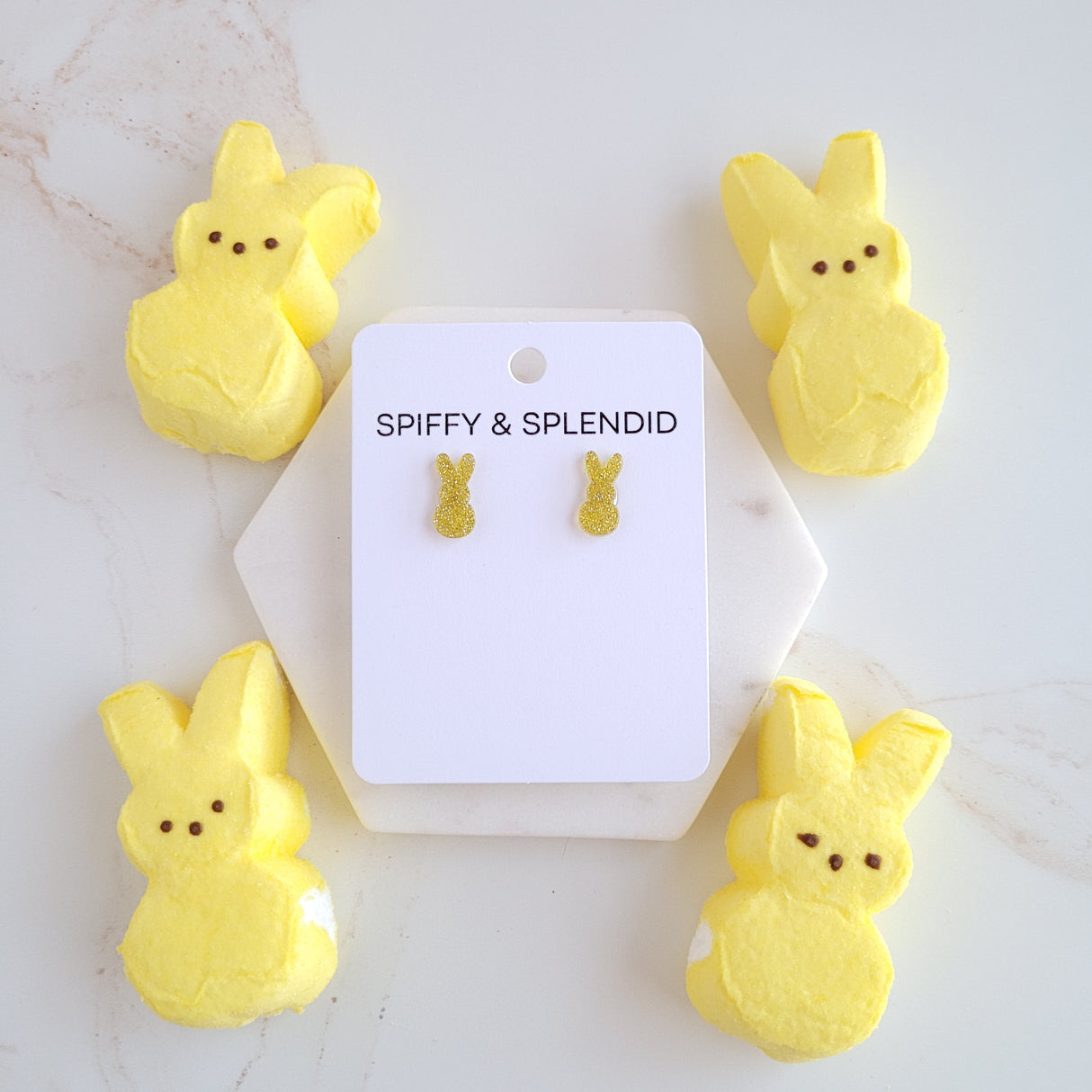 Glitter Bunny Studs - Yellow from Spiffy & Splendid