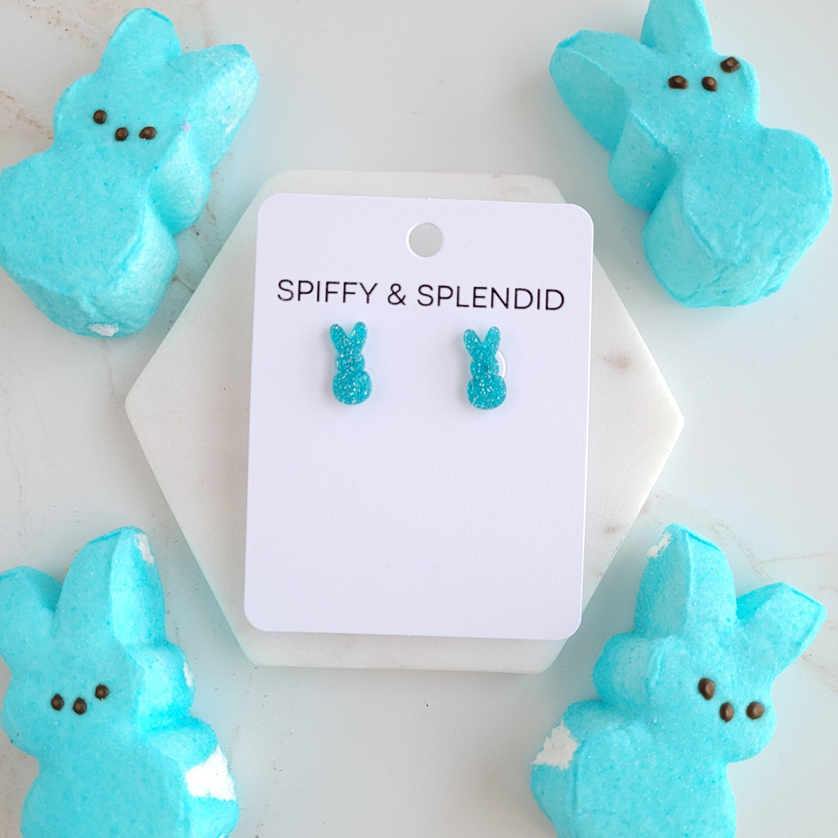 Glitter Bunny Studs - Blue from Spiffy & Splendid