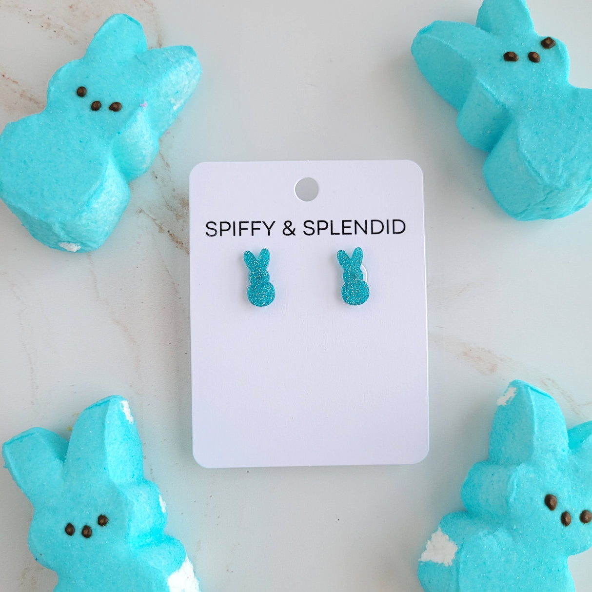 Glitter Bunny Studs - Blue from Spiffy & Splendid