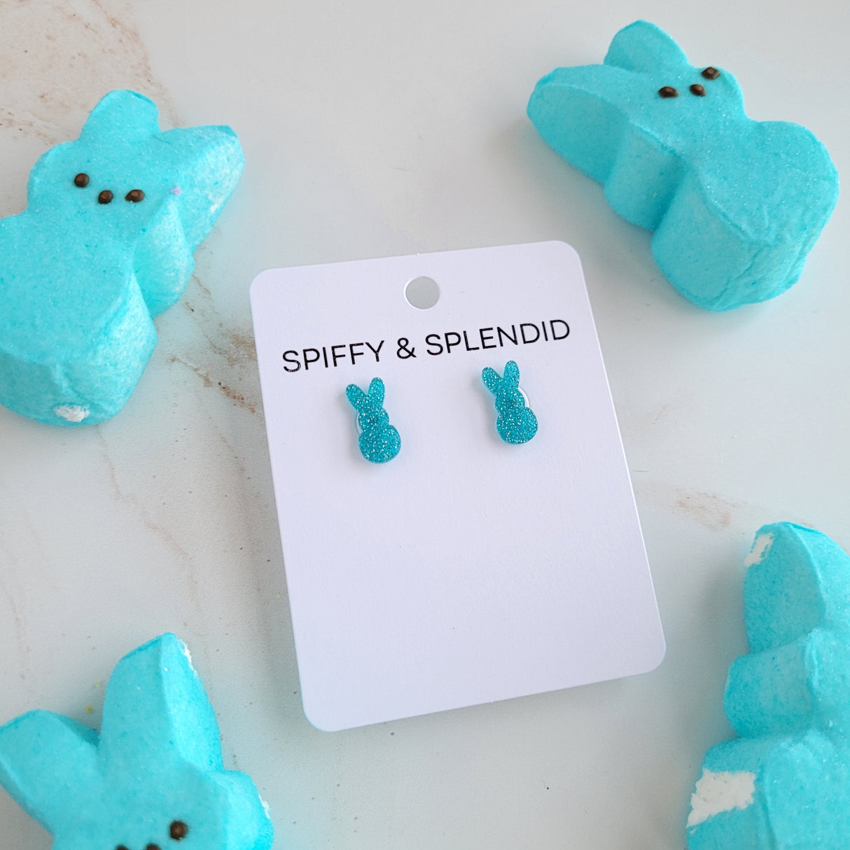 Glitter Bunny Studs - Blue from Spiffy & Splendid