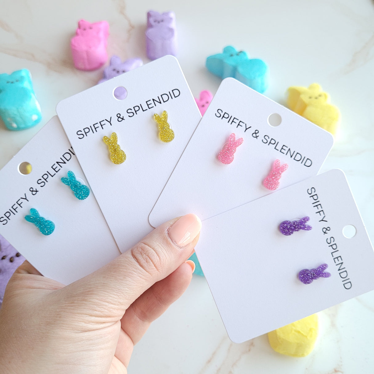 Glitter Bunny Studs - Pink from Spiffy & Splendid