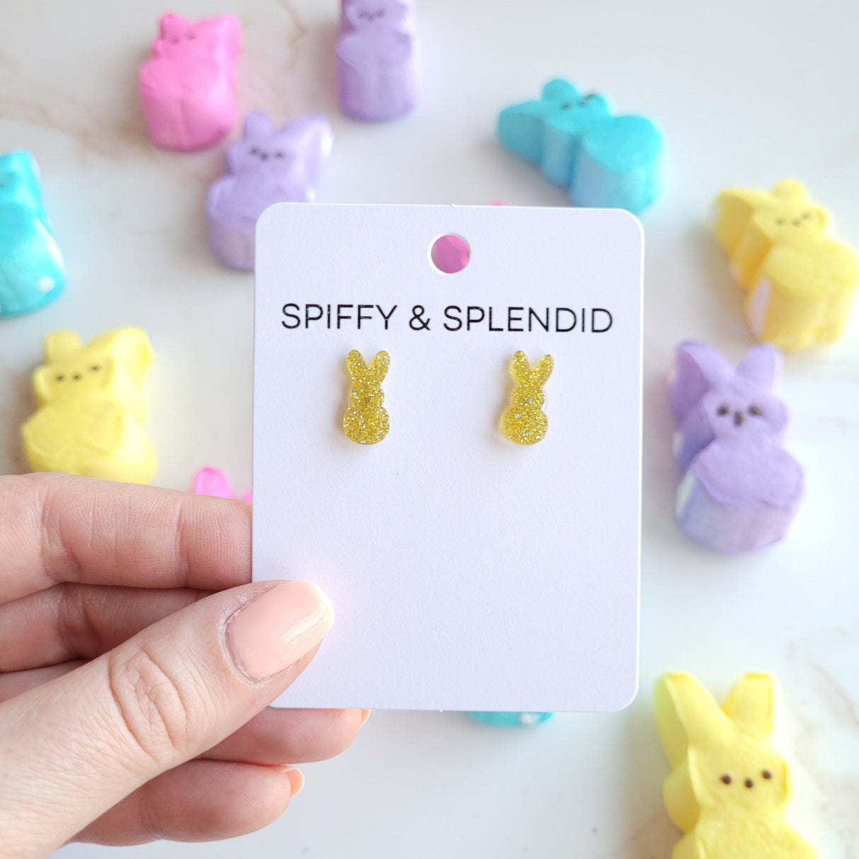 Glitter Bunny Studs - Yellow from Spiffy & Splendid
