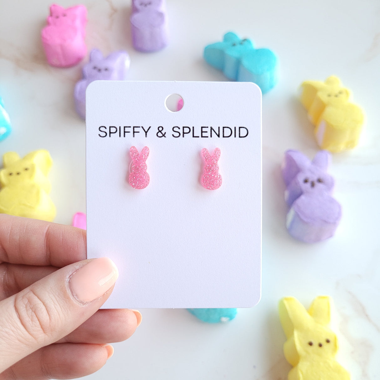 Glitter Bunny Studs - Pink from Spiffy & Splendid
