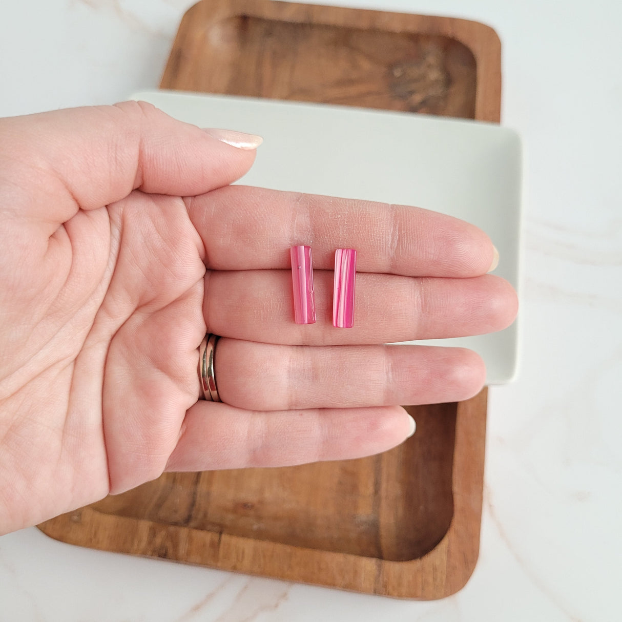 Bella Bar Studs - Rose Pink from Spiffy & Splendid