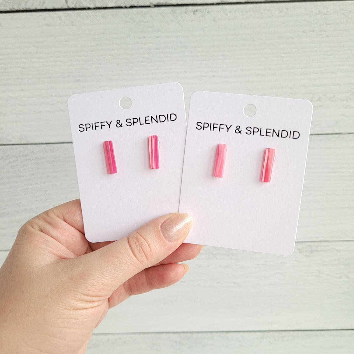 Bella Bar Studs - Rose Pink from Spiffy & Splendid