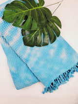 Bath Towel, Waffle Towel, Turkish Beach Towel, Handmade Tie dye - Blue from EBRU Home