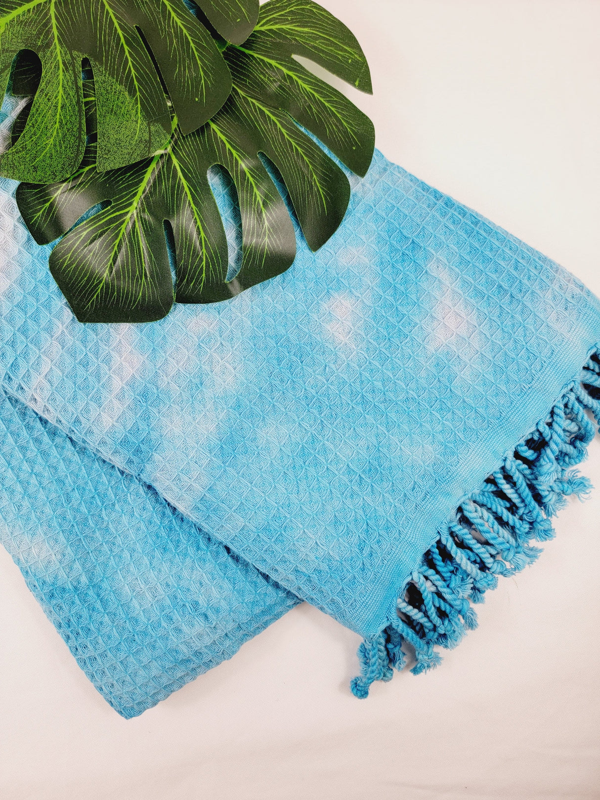 Bath Towel, Waffle Towel, Turkish Beach Towel, Handmade Tie dye - Blue from EBRU Home