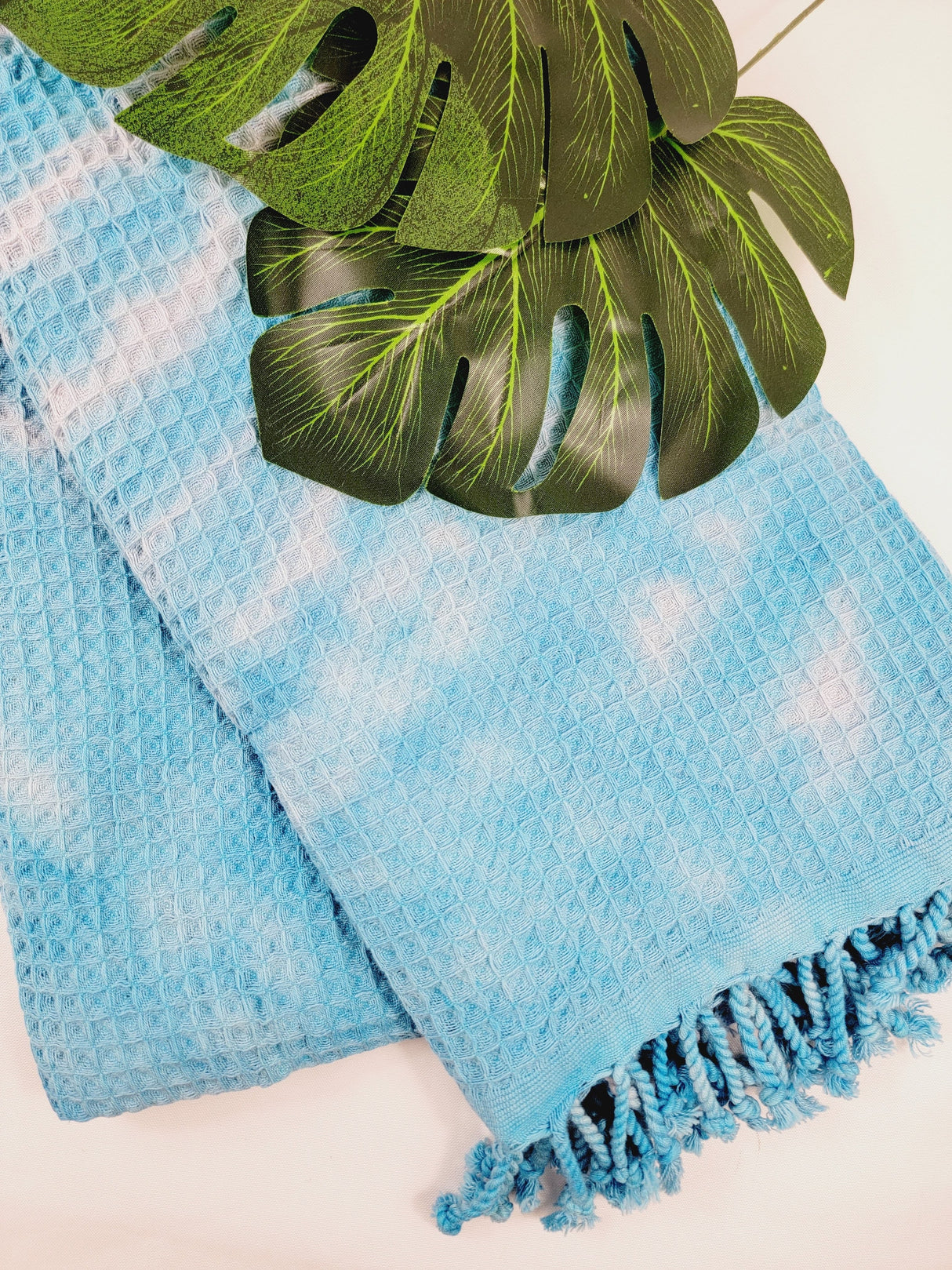 Bath Towel, Waffle Towel, Turkish Beach Towel, Handmade Tie dye - Blue from EBRU Home